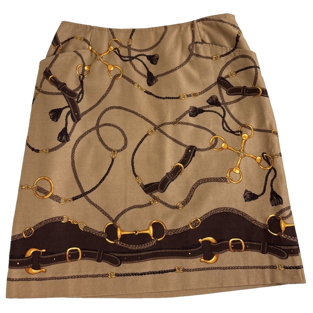 Vtg Talbots Petites Equestrian Horse Bridle Skirt Womens 10P Pockets Classic USA